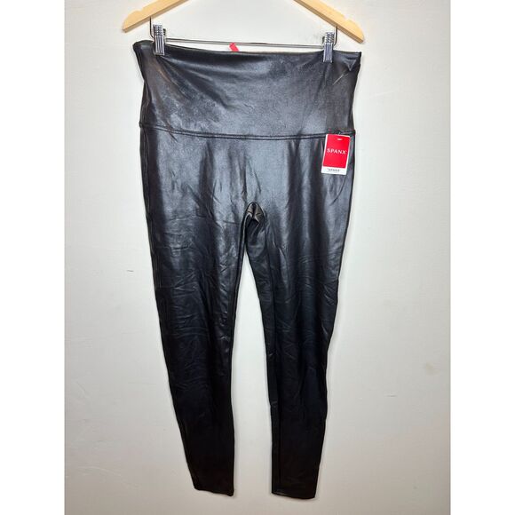 Spanx Women's 2437P Plus Size 2X Black Ankle Faux Leather Leggings NWT - Picture 4 of 11